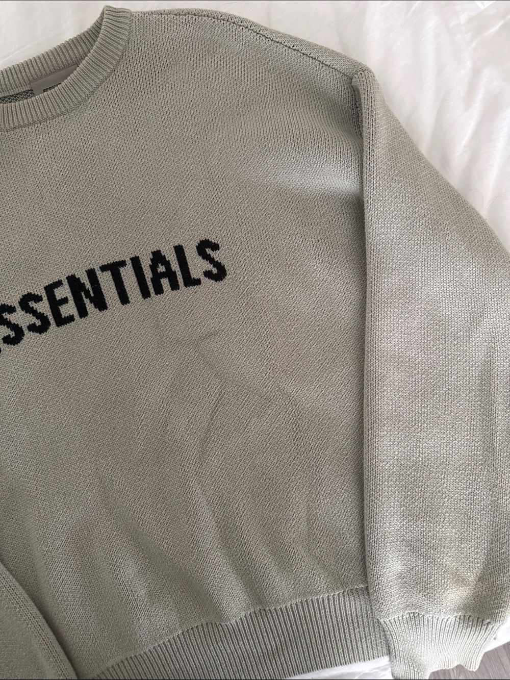 Essentials Crewneck Sweater in Light Gray with Black Logo - Picture 4 of 4